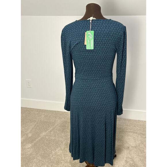NWT Boden Camille Jersey Knit Long Sleeve Green Navy Midi Dress Size 8R - Picture 6 of 12